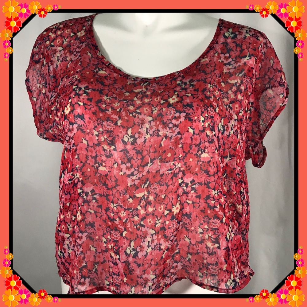 Xhileration sheer flowery summer top open back